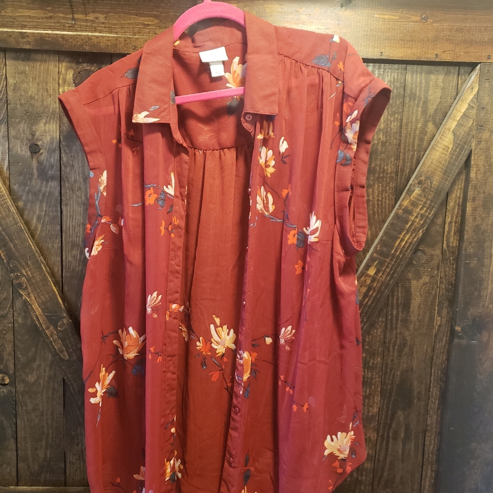 Ava and Viv sheer button down shirt